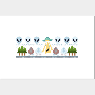 Ufo yeti cow abduction alien - sci fi Posters and Art